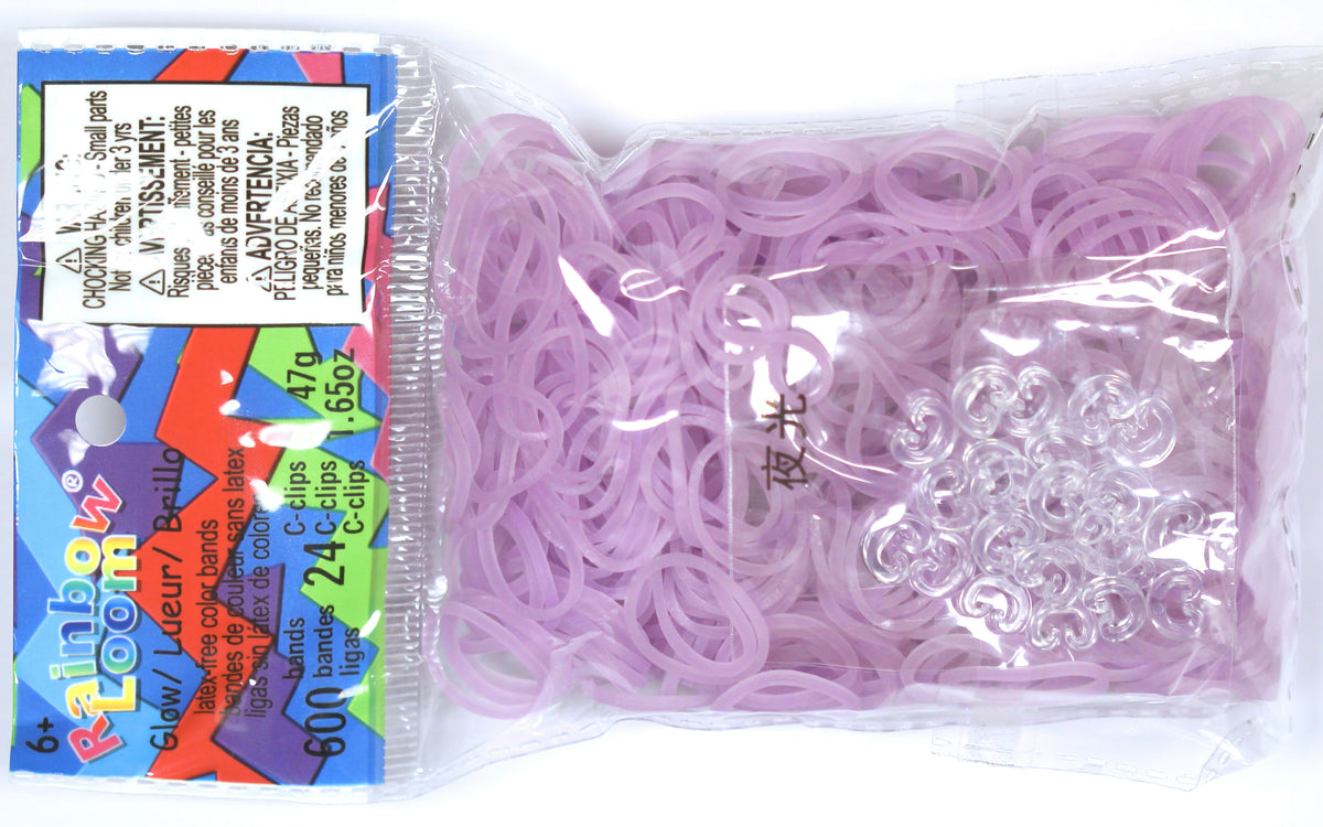 Rainbow Loom® GLOW in the Dark Collection: Purple Potion Rubber Bands with  24 C-Clips (600 Count)