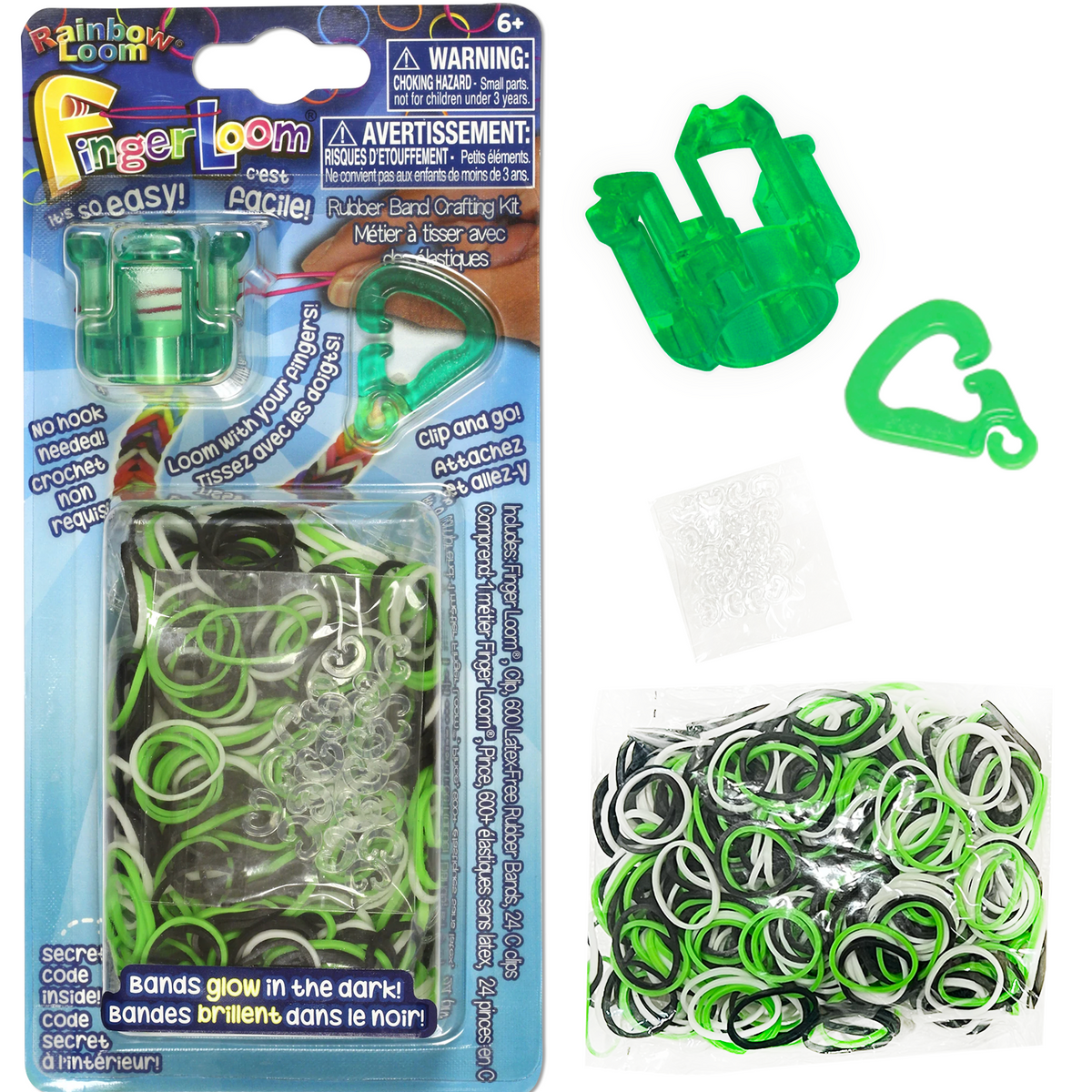 Making a Green Four-leaf Clover Rubber Band Loom Charm by Hand  Loom band  patterns, Rainbow loom bracelets easy, Rainbow loom bands