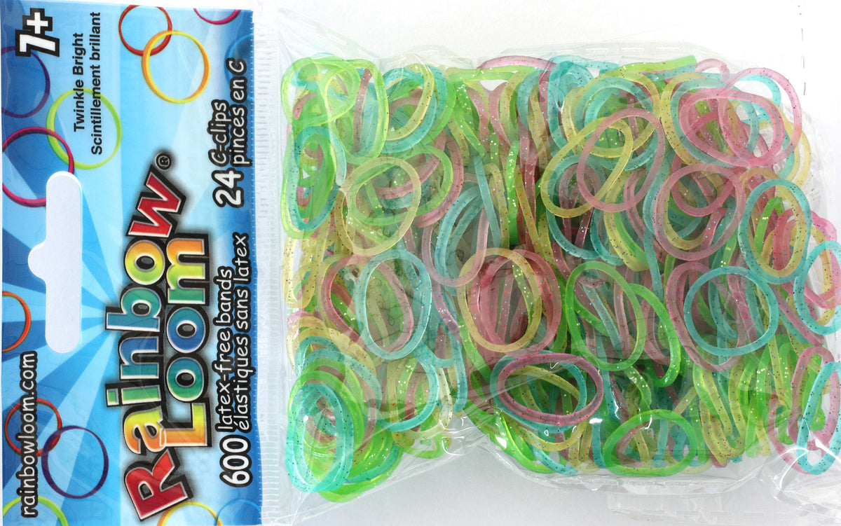 Green Glitter Loom Bands 600 Pcs- 24 S clips Bracelet Loom