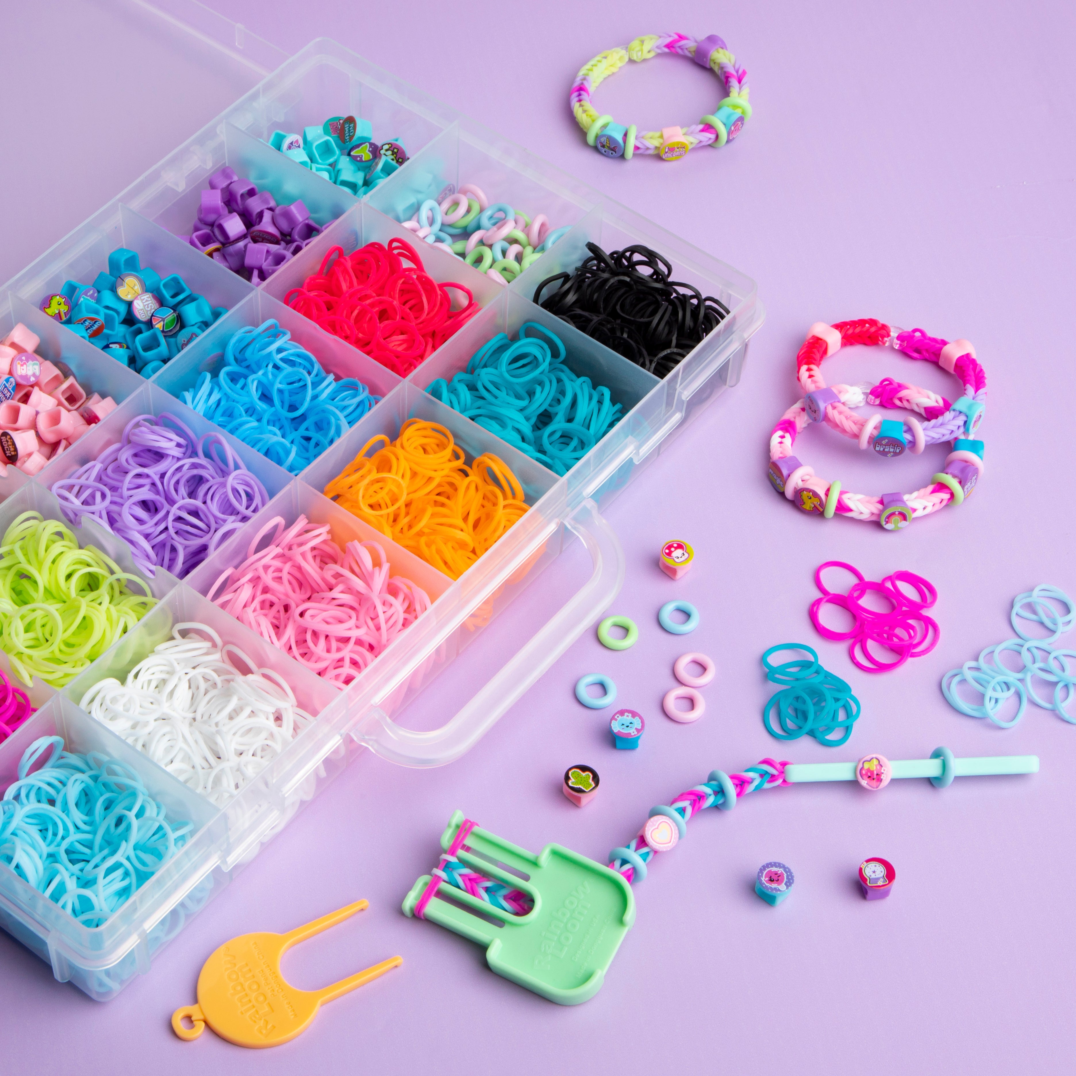 3500+ Rubber Loom Bands Colorful Loom Beads Storage Box Set with