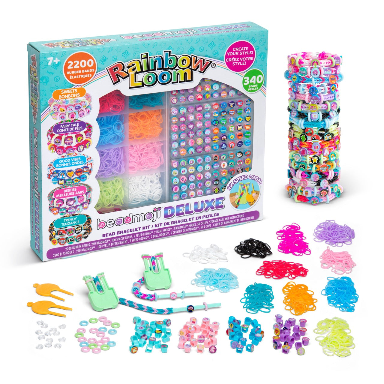 Sexy Sparkles 300 Pcs Rubber Bands DIY Loom Bracelet Making Kit with Hook  Crochet and S Clips (Purple and White)