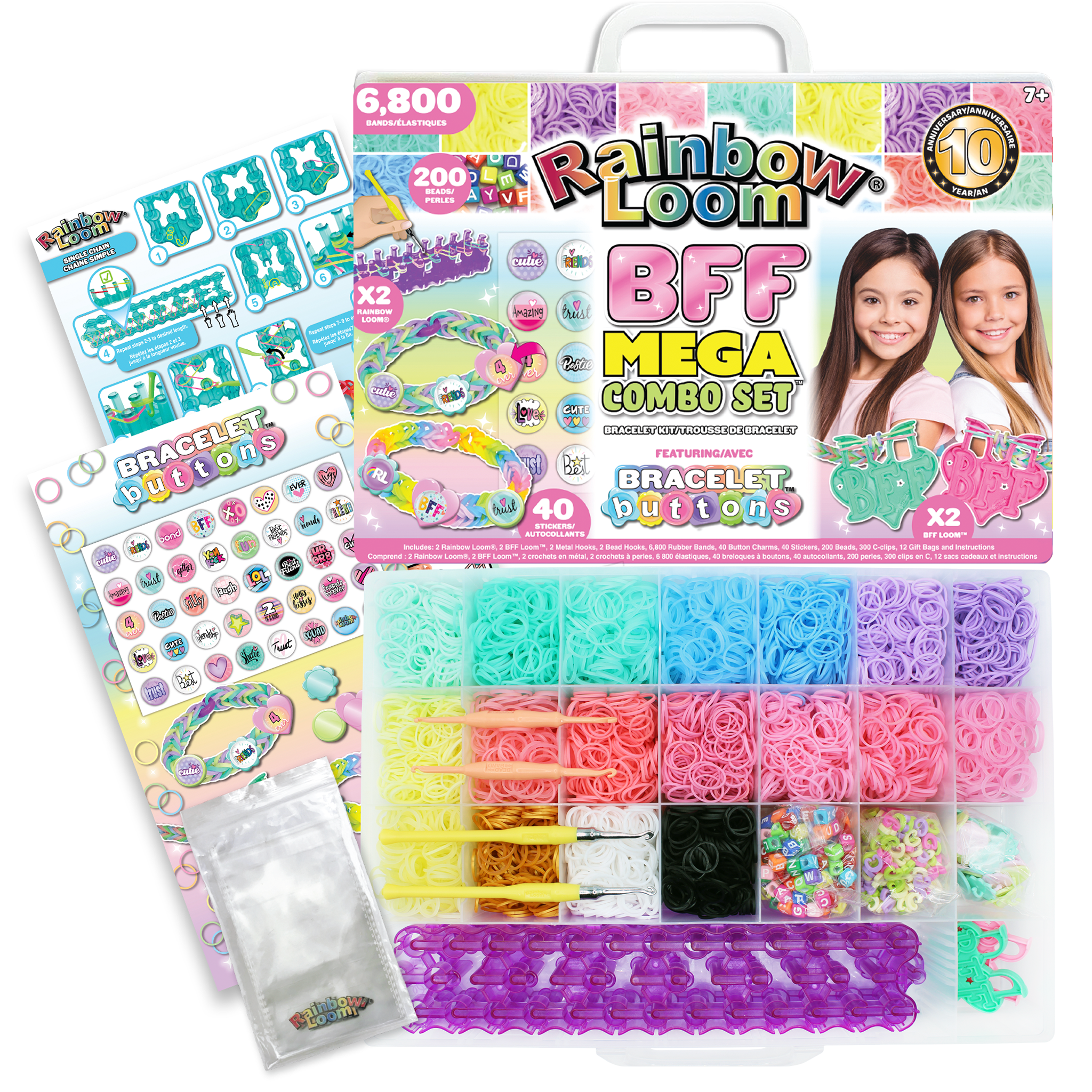  Rainbow Loom® MEGA Combo Set, Features 7000+ Colorful Rubber  Bands, 2 step-by-step Bracelet Instructions, Organizer Case, Great Gift for  Kids 7+ to Promote Fine Motor Skills