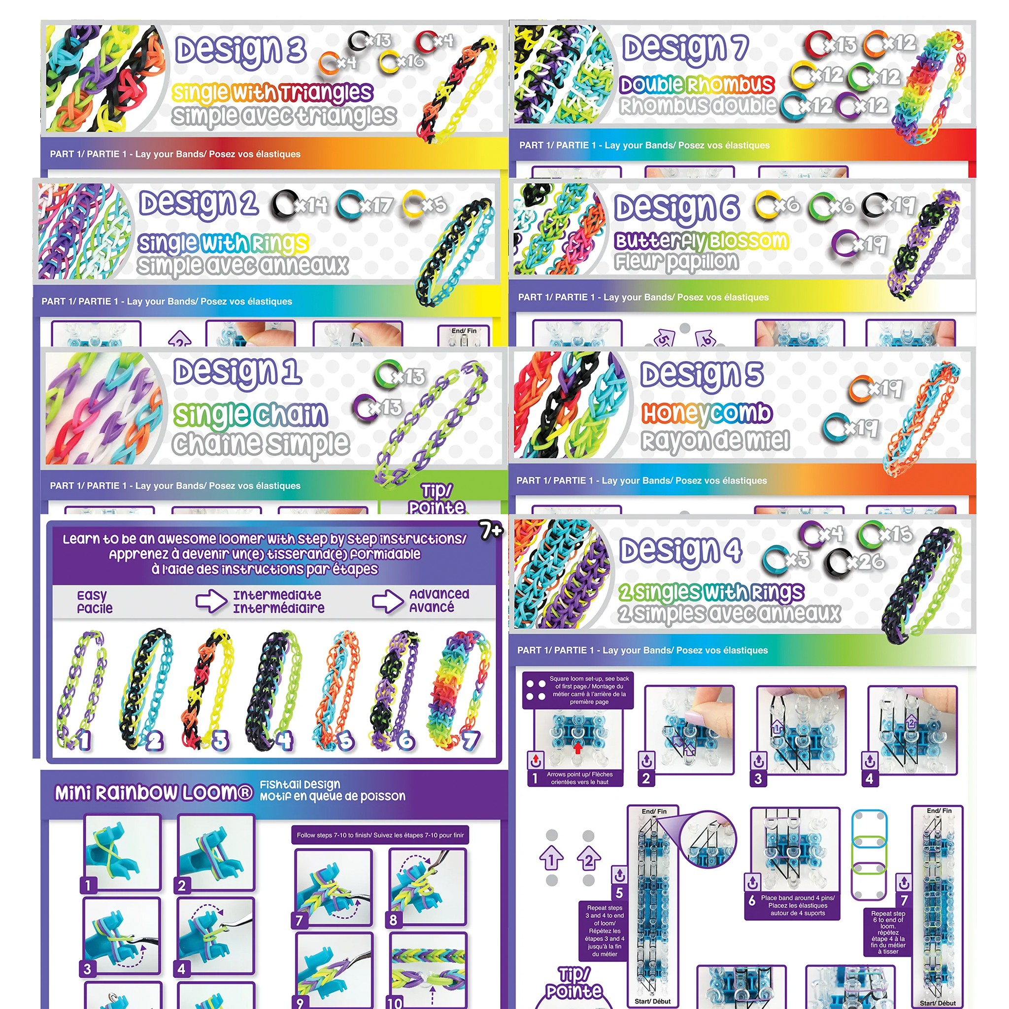 Rainbow Loom Bracelets Starter Kit Holder / Hook/Clips / Charms / 2000+  Loops /