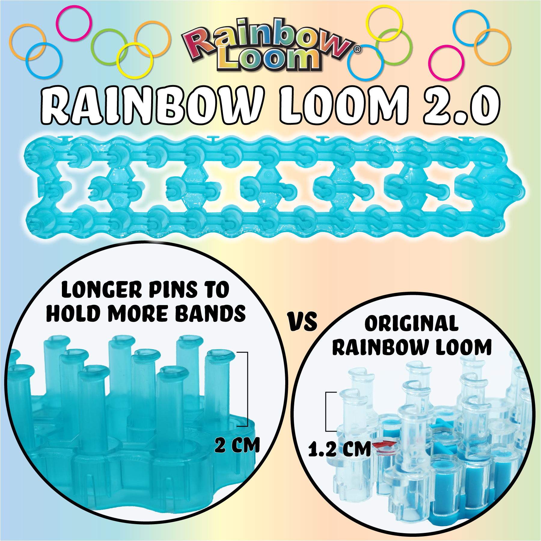 Rainbow Loom Bonus Combo Set Includes Loom,Metal Hook,Rubber Bands,Clips,Beads