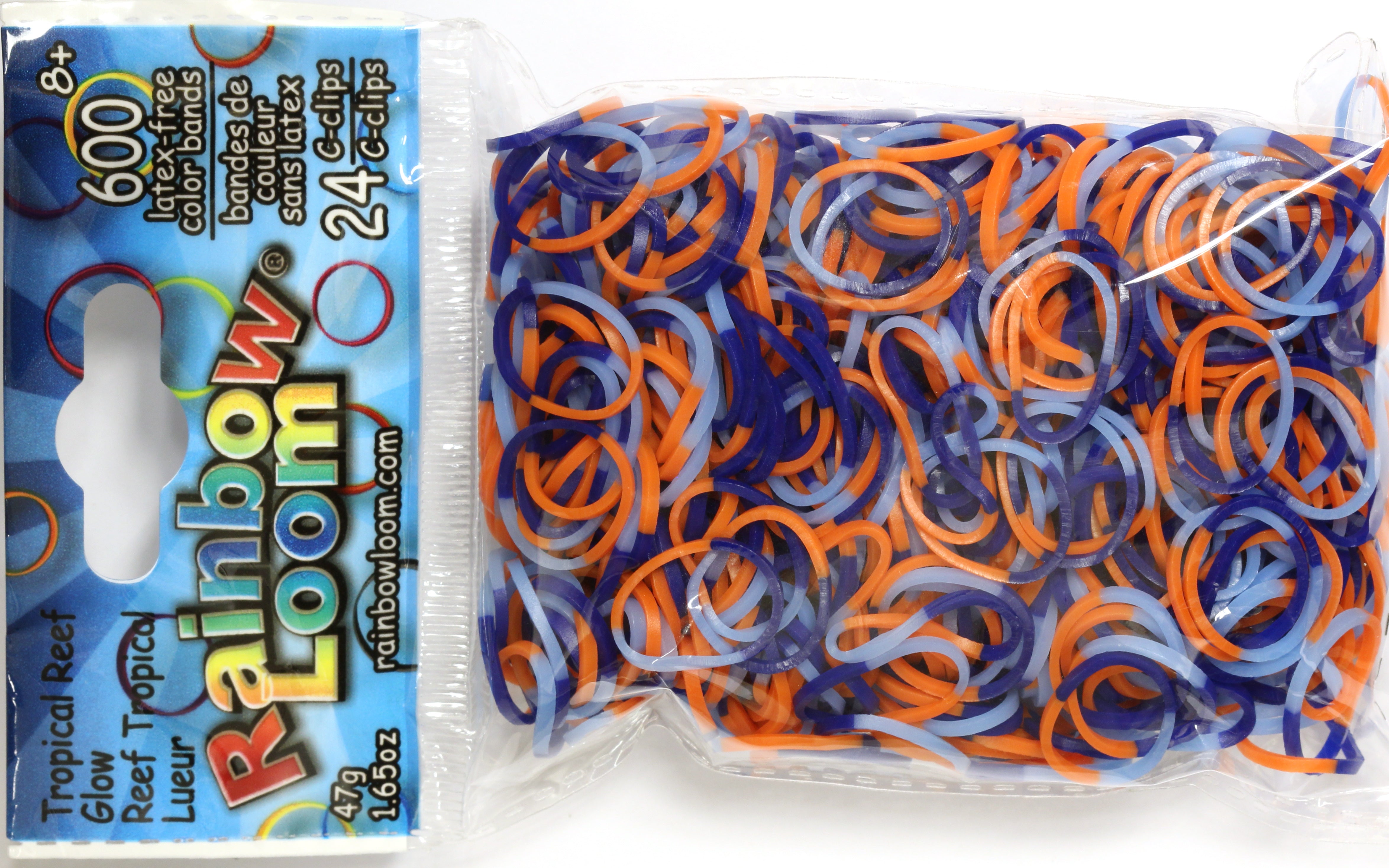 Rainbow Loom Glow Blue Rubber Bands with 24 C-Clips